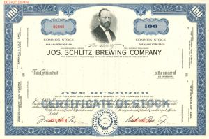 Joseph Schlitz Brewing Co. - Specimen Stock Certificate